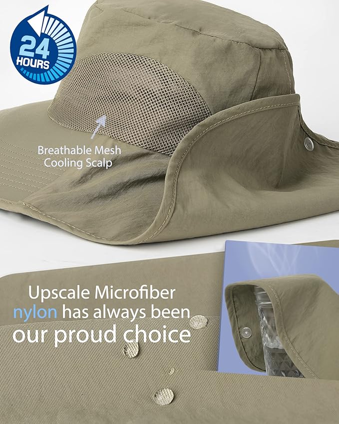 Camptrace Sun Hats for Women Men UPF 50+ UV Protection Wide Brim Hiking Fishing Hat with Neck Flap