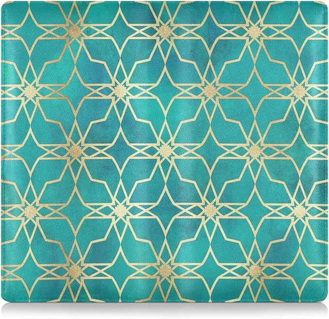 linqin Car Registration and Insurance Card Holder, Golden Teal Pattern Glove Box Organizer Card Document Wallet