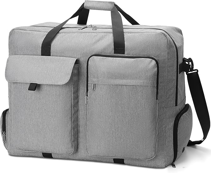 Large Travel Duffle Bag for Men Women, 80L 100L 120L Foldable Waterproof Duffle Bag, Packable Bag with Shoes Compartment for Overnight Gym Weekender Bag (Gray, 100L)