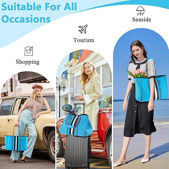 QOGiR Neoprene Multipurpose Beach Bag Tote with Inner Zipper Pocket … … … …