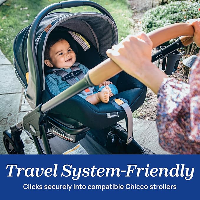 Chicco KeyFit Max Zip ClearTex Infant Car Seat and Base, Rear-Facing Seat for Infants 4-30 lbs., Infant Head and Body Support, Compatible with Chicco Strollers, Baby Travel Gear | Apex/Black
