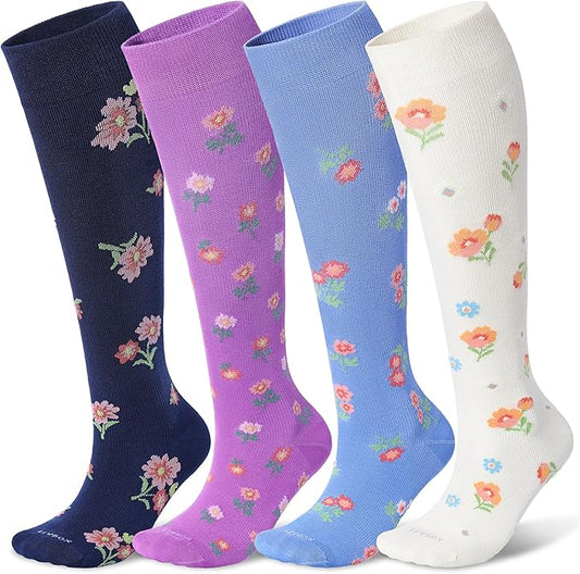 LEVSOX Viscose Made from Bamboo Compression Socks for Pregnant Women 20-30 mmHg Knee High Cute Mens Supports Socks for Travel