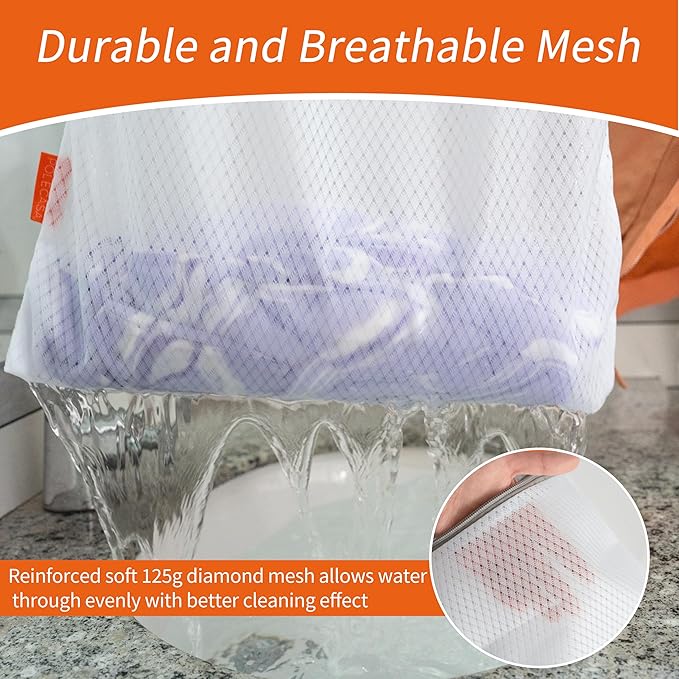 Polecasa 3Pcs 12 x 16 Inches Extra Durable 125g Diamond Mesh Laundry Bags with Sturdy Zipper for Delicates, Protect Clothes in Washing Machine, Laundry Room Essentials for College, Dorm (3 Medium)