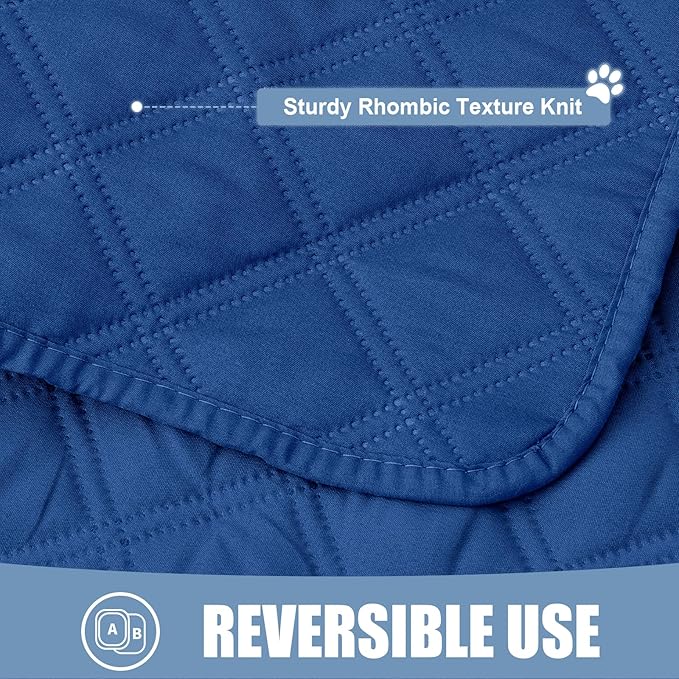 Smiry Waterproof Dog Bed Cover Pet Blanket, Soft Washable Dog Blanket for Furniture Bed Couch Sofa Reversible, Checkered (68"x82", Navy/Navy)