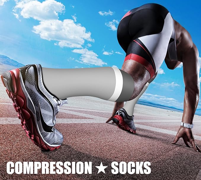 CHARMKING Compression Socks for Women and Men Circulation 4 Pairs 15-20 mmHg Best Support for Athletic Running Cycling