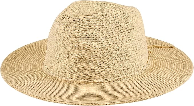 San Diego Hat Co. Women's Water Repellent Fedora with Tie (Natural) - UPF 50+ Sun Protection and Water Resistant