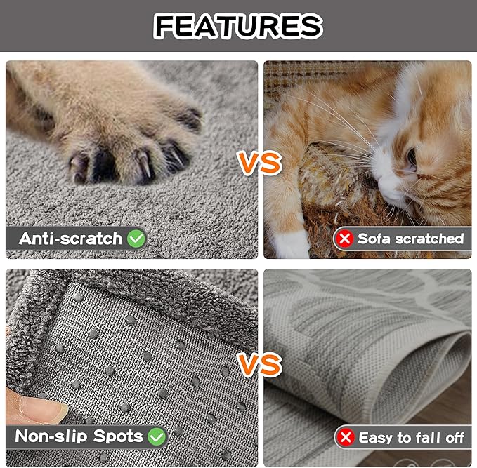 MEETSKY Couch Cover for 3 Cushion Sofa Washable, Cat Scratch Proof Sofa Covers, Furniture Protector Oversized L Shape Grey Sofa Slipcovers Sectional Big Couch Covers for Dogs Pets, 71" x 150"