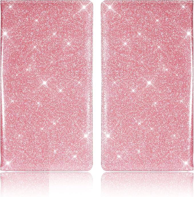 TOURSUIT Car Registration and Insurance Card Holder, Vehicle License Document Glove Box Compartment Organizer, Interior Car Accessories for Women Men Teens (Glitter Pink)