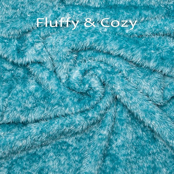 MACEVIA Fluffy Fleece Dog Blankets,Warm Soft Fuzzy Pets Blanket for Puppy,Small,Medium,Large Dogs and Cats,Plush Pet Throws for Bed,Couch,Sofa,Travel(40x60 Inch, Sea Blue)
