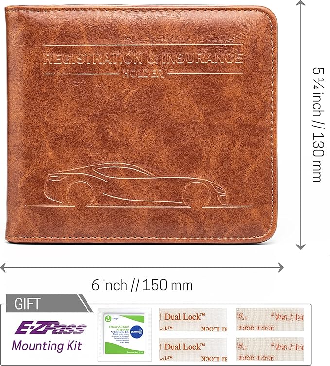 CANOPUS Car Registration and Insurance Holder, Magnetic Closure, Embossed Card Document Holder, Vehicle Glove Box Organizer, Wallet for Auto, SUV, Motorcycle, Truck, Waterproof, Car Model