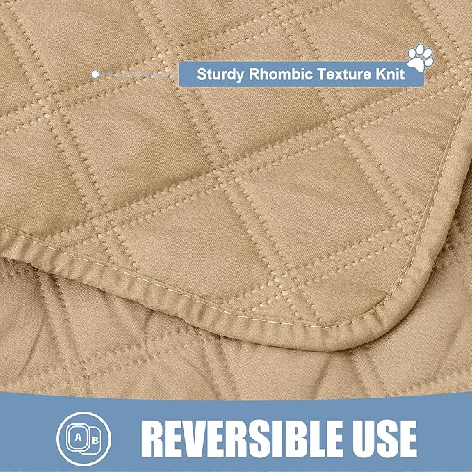 Smiry Waterproof Dog Bed Cover Pet Blanket, Soft Washable Dog Blanket for Furniture Bed Couch Sofa Reversible, Checkered (30"x70", Camel/Camel)