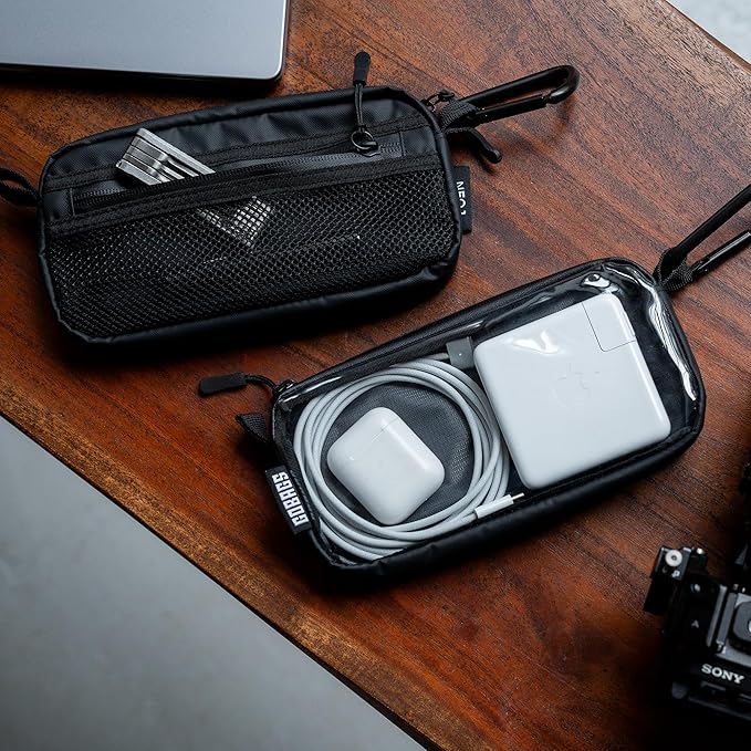 GOBAGS NEO Production Zipper Bags - Electronics & Camera Accessories Bag - Cable organizer, Gear Accessory Pouch, Travel Camera Essentials (Extra Small, Black, 2 pack)