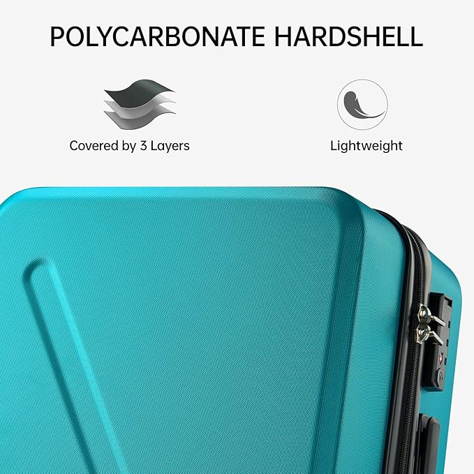 MILADA Underseat Carry On Luggage With Wheels 16 Inch Underseat Carry On bag Small Suitcase Hard Case Luggage With TSA Approved Mini Personal Item Travel Luggage,Caribbean Blue