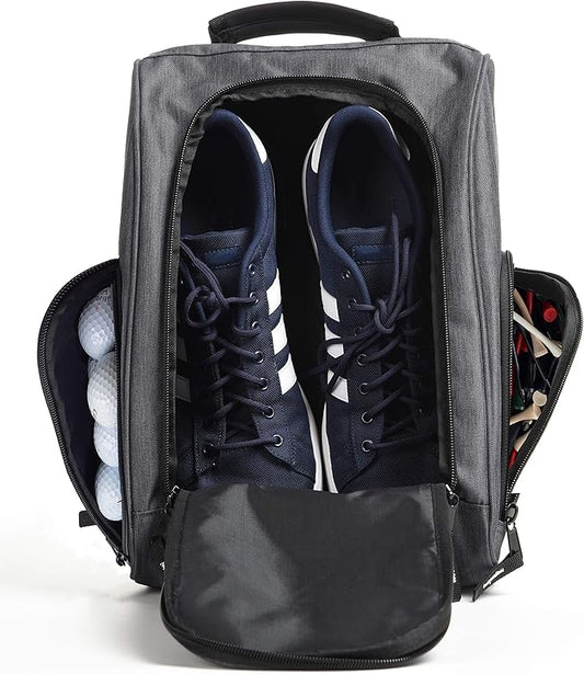 Athletico Golf Shoe Bag - Zippered Shoe Carrier Bags With Ventilation & Outside Pocket for Socks, Tees, etc. (Gray)