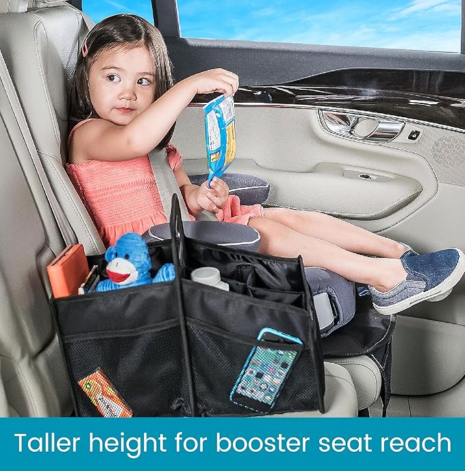 High Road Car Caddy with Cup Holders - Front Seat Organizer for Drivers or Back Seat Organizer for Kids - Portable Car Organizer with Easy One-Handed Carry Handle