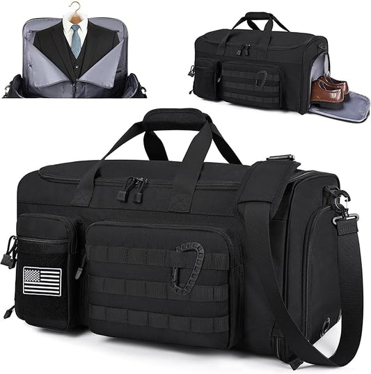 MOZETO Convertible Garment Duffle Bags for Travel, Carry On Suit Duffle Bags with Shoulder Strap 2 in 1 Hanging Garment Duffle Bag for Men
