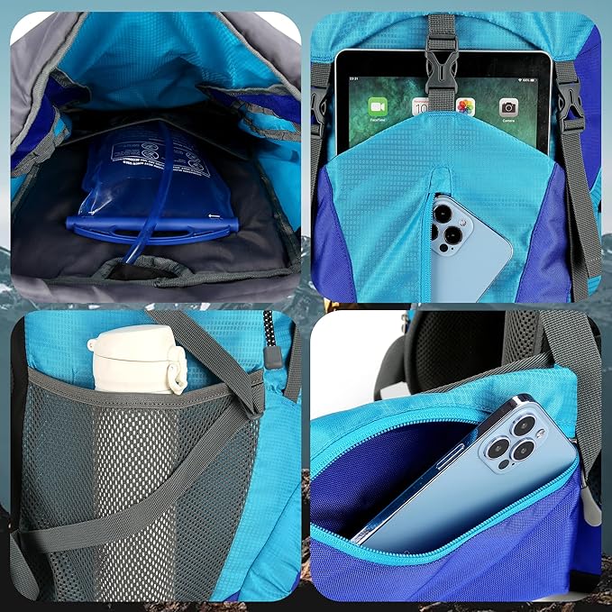 75L Hiking Backpack with Rain Cover Waterproof Camping Backpack Shoes Warehouse for Men Women, Frameless
