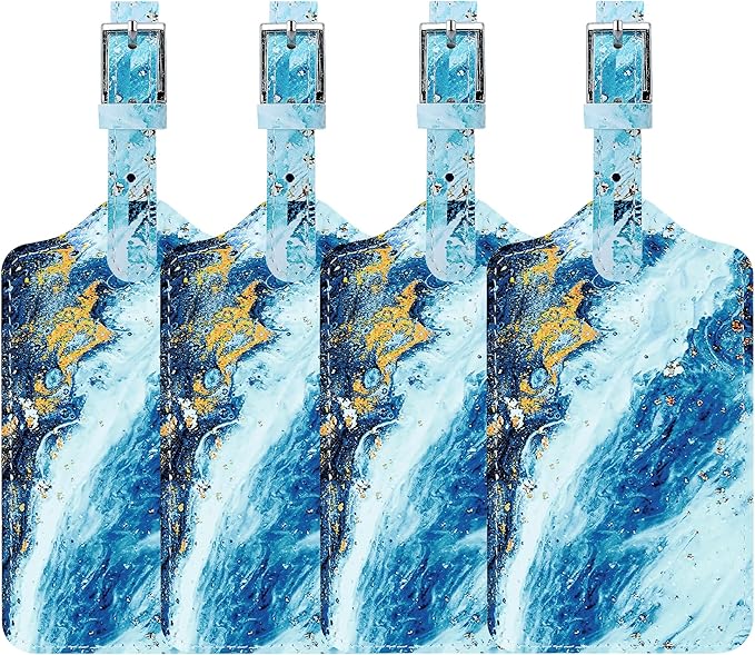 4 Pack Luggage Tag for Suitcases TSA Approved, Leather Suitcase Tags Identifiers, Cute Bag Name Travel Tags ID Labels for Women Men Cruise Airport Luggage Travel Essentials by Sodsay