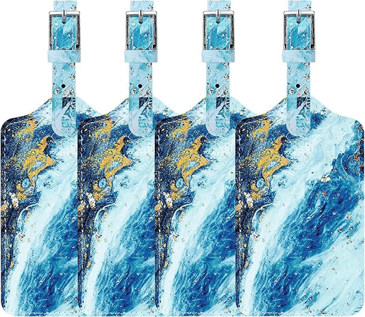 4 Pack Luggage Tag for Suitcases TSA Approved, Leather Suitcase Tags Identifiers, Cute Bag Name Travel Tags ID Labels for Women Men Cruise Airport Luggage Travel Essentials by Sodsay