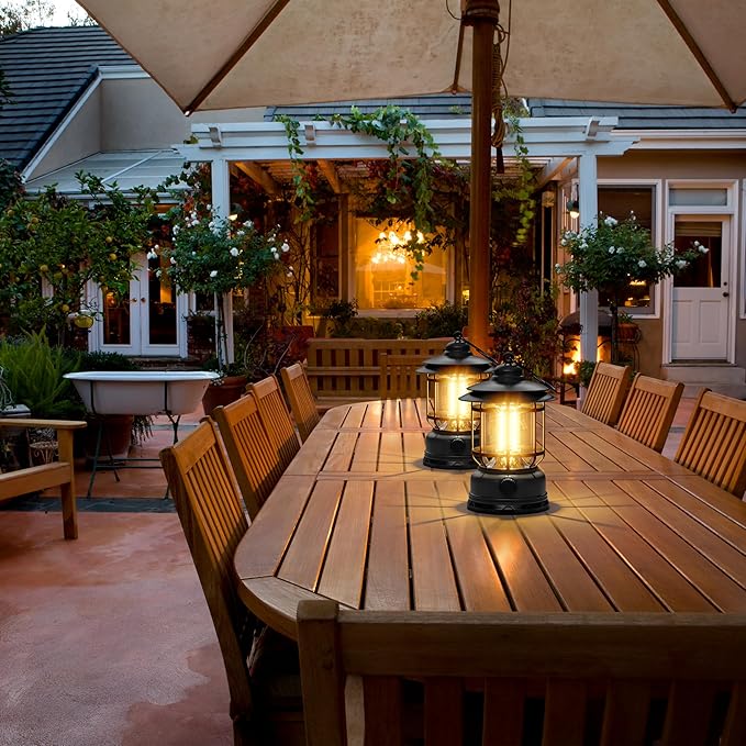 Retor LED Camping Lanterns Black 3 Pack 1500 LM Step-Less Dimming, Lightweight Battery Powered USB Rechargeable Flashlight Survival Kits Indoor Outdoor Home Camping Emergency Outages Hiking Light