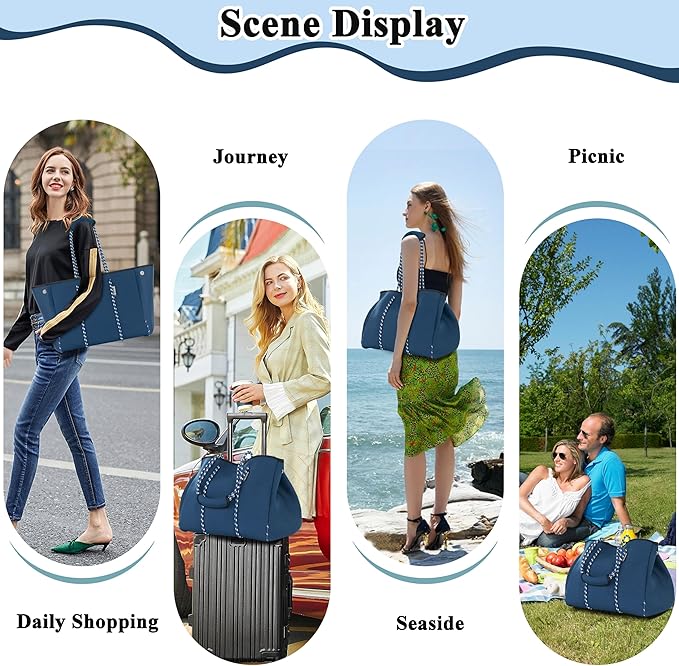 QOGiR Neoprene Multipurpose Beach Bag Tote with Inner Zipper Pocket … … … …