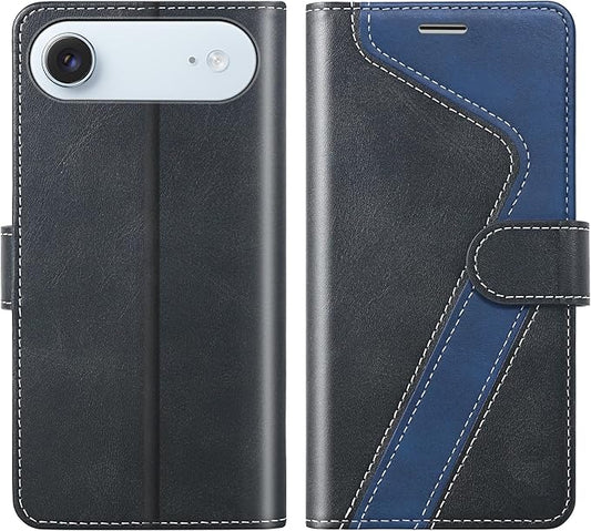 CIVICASE for iPhone 17 Air Wallet Case,PU Leather Flip Case RFID Blocking Credit Card Holder Folio Magnetic Stand TPU Shockproof Cover Compatible with iPhone 17 Air, Black Blue