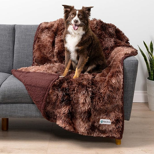 PetAmi Waterproof Dog Blanket for Medium Large Dogs, Calming Fleece Cat Blanket, Couch Protector Washable Sherpa Faux Fur Pet Throw for Puppy, Soft Reversible Leakproof 40x60 Tie-Dye Brown