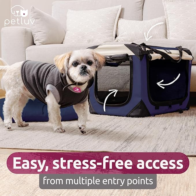 Cat & Dog Pet Carrier, Soft-Sided, Medium 20"x13"x13" Fits Most Cats or Small Dog, Comfortable for Travel & Vet Visits, Privacy Windows, Removable Plush Bed, Locking Zippers, Folds Flat