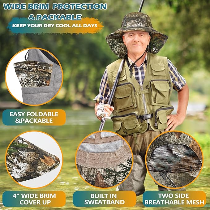 Solaris Sun Hat with Neck Flap, UPF 50 Sun Protection Lightweight Sun Cap for Men Women, Wide Brim Hat for Fishing Hiking