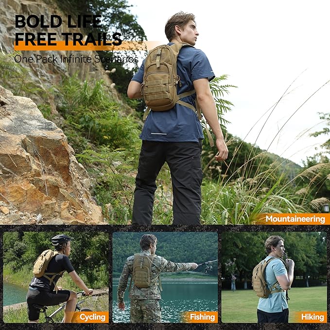 MARCHWAY Tactical Molle Hydration Pack with 2.5L TPU Water Bladder, Low-Profile Organized Military Backpack for Hiking, Cycling, Backpacking, Hunting, Running