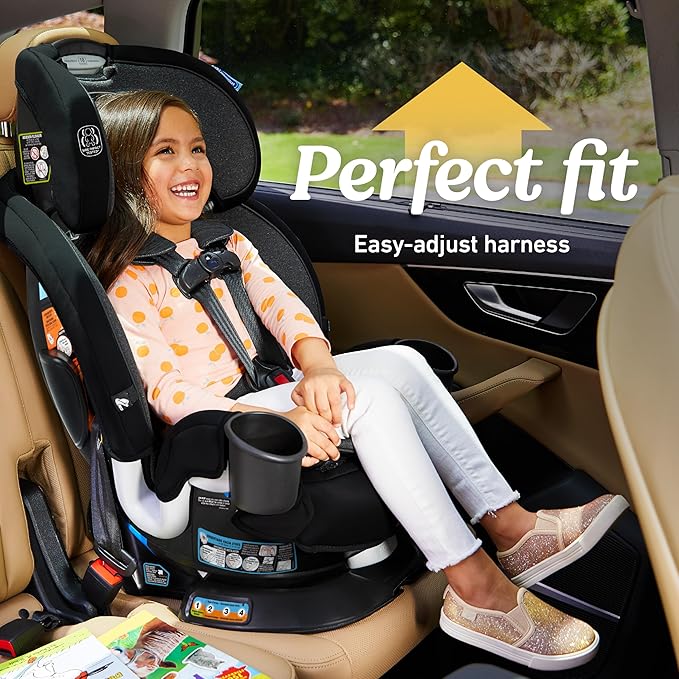 Graco Turn2Me 3-in-1 Rotating Convertible Car Seat, Brighton, Rear-Facing Rotation, Forward-Facing Mode, Highback Booster Up to 100 lbs, Adjustable Headrest & Harness, Steel Reinforced Frame