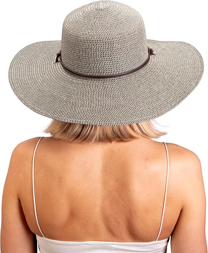 Sloggers Women's Wide Brim Braided Sun Hat with Wind Lanyard - UPF 50+ Maximum Sun Protection