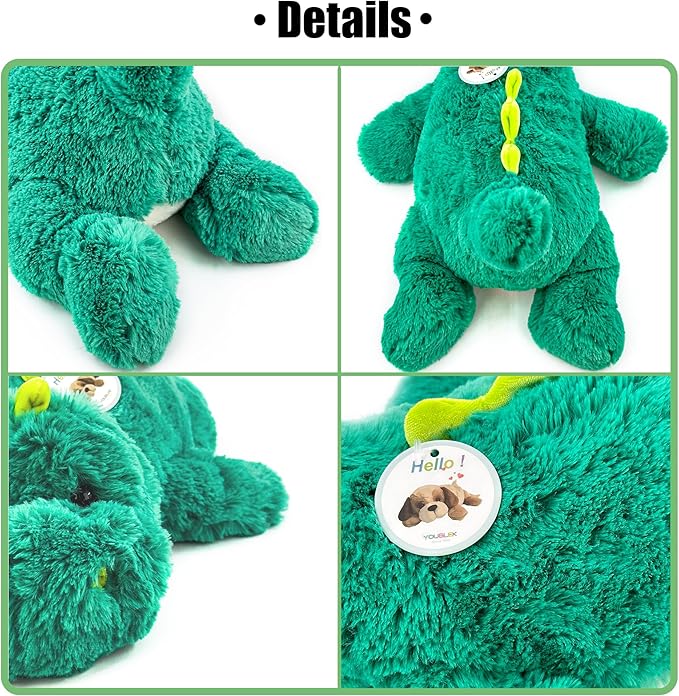 16" | 2 Pounds Green Dinosaur Weighted Stuffed Animals,Sensory Comfort Plush Throw Pillow Toy,Kawaii Plushies Hugging Toy Gifts for Kids & Adults (Dinosaur, 16 inch 2 Pounds)