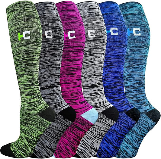 Graduated Compression Socks for Women&Men 20-30mmhg Knee High Socks Travel Hiking Running Stocking