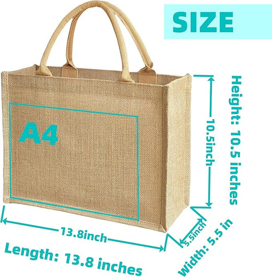 15PCS burlap tote bags jute bridesmaid gift Handbags13.8×5.5×10.5 inch