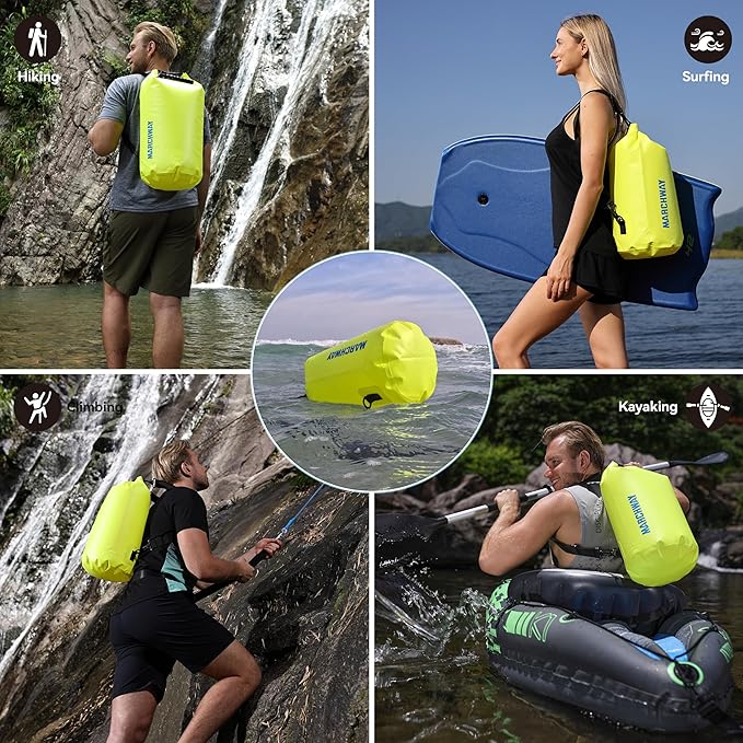 MARCHWAY Floating Waterproof Dry Bag Backpack 5L/10L/20L/30L/40L, Roll Top Sack Keeps Gear Dry for Kayaking, Rafting, Boating, Swimming, Camping, Hiking, Beach, Fishing