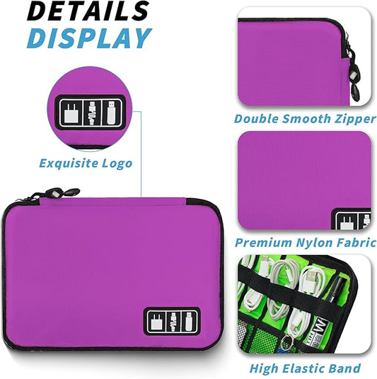 Electronics Organizer,Travel Cord Organizer Pouch, Portable Cable Organizer Bags,Travel Electronic Accessories Storage Case for Cables, Cords, Charger, Phone (Rosered)