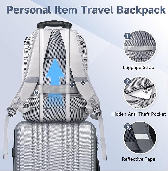 Multipocket TSA Travel Laptop Backpack for Men & Women, Anti-Theft Work Business Backpack with USB Charging Port, Airline Approved Personal Item Bag,Water-Resistant Computer Bag Fits 16 Inch Notebook
