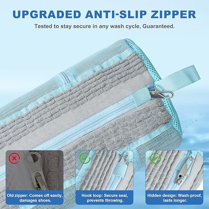 Shoe Washing Machine Bag, 2PCS Reusable Shoe Bag for Washing Machine, 360° Deep Cleaning Shoe Washing Bag for Sneakers, Laundry Shoe Bag for Washer & Dryer, Fits All Shoe Types (LIGHT GREY)