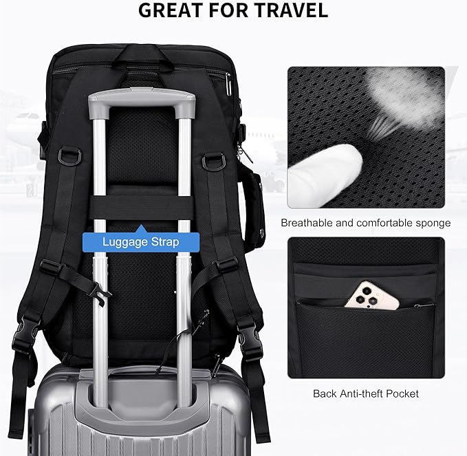 WITZMAN Carry on Travel Backpack for Men Women Laptop Backpack with USB Charging Port Airline Approved(B683 Classic Black)