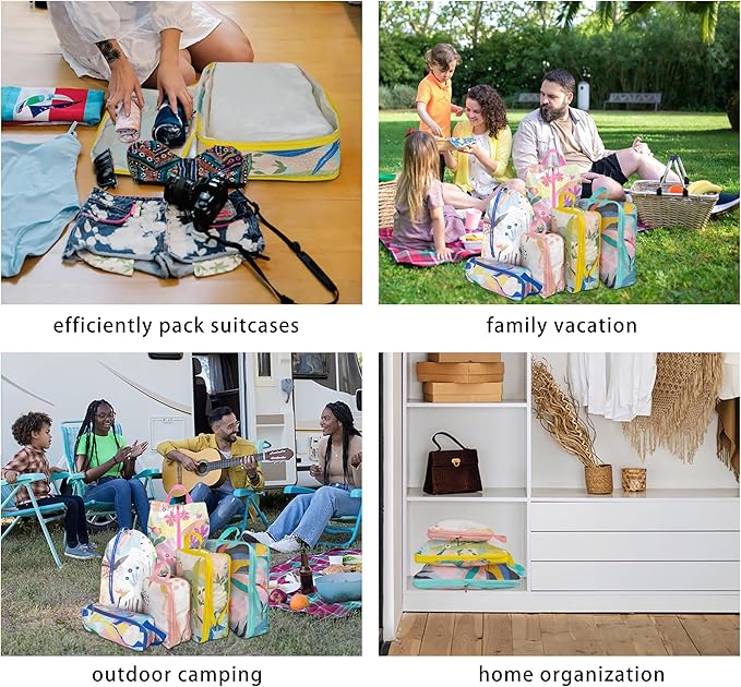 6 Pcs Compression Packing Cubes, Packing Cubes for Travel, Waterproof Luggage Organizer Bags Set, Cute Packaging Cubes for Women Kids Backpack Carry-Ons