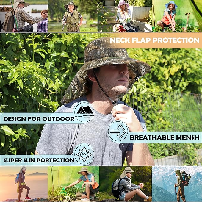 Solaris Sun Hat with Neck Flap, UPF 50 Sun Protection Lightweight Sun Cap for Men Women, Wide Brim Hat for Fishing Hiking