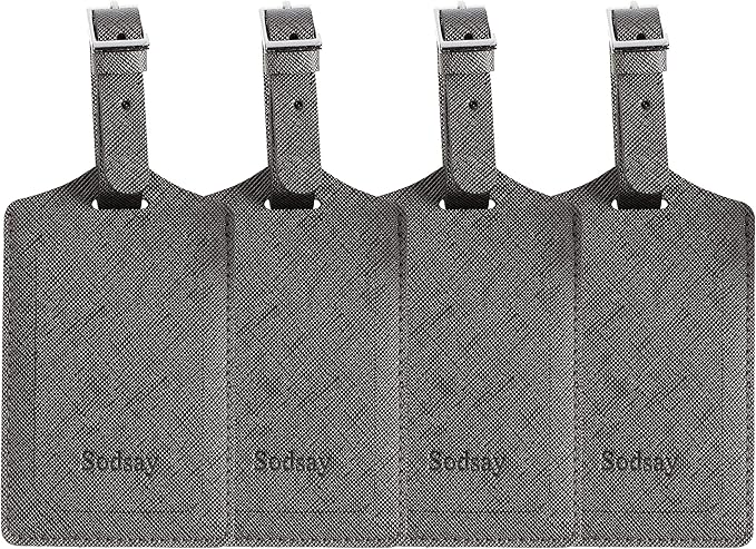 Sodsay Luggage Tags for Suitcases,4 Pack TSA Approved,Privacy Protection Bag Tags for Luggage,Airplane Travel Accessories(CH Greyish Gold)