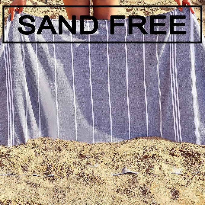 Beach Towel 2 Pack - Sand Free, Oversized 39 x 72, Turkish Quick Dry, Lightweight Pool Towels for Adults, Travel, Cool Essentials, Super Absorbent