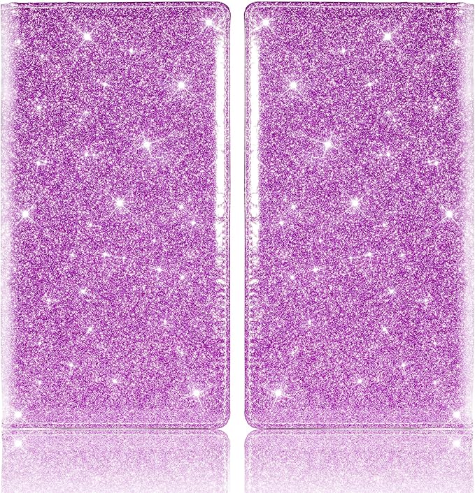 TOURSUIT Car Registration and Insurance Card Holder, Vehicle License Document Glove Box Compartment Organizer, Interior Car Accessories for Women Men Teens (Glitter Purple)