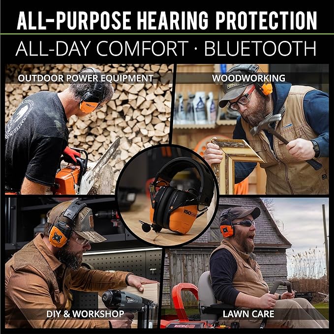 ISOtunes LINK Bluetooth Earmuff – Ear Protection Headphones for Work, Mowing, & Construction, 25 NRR OSHA Approved Headphones