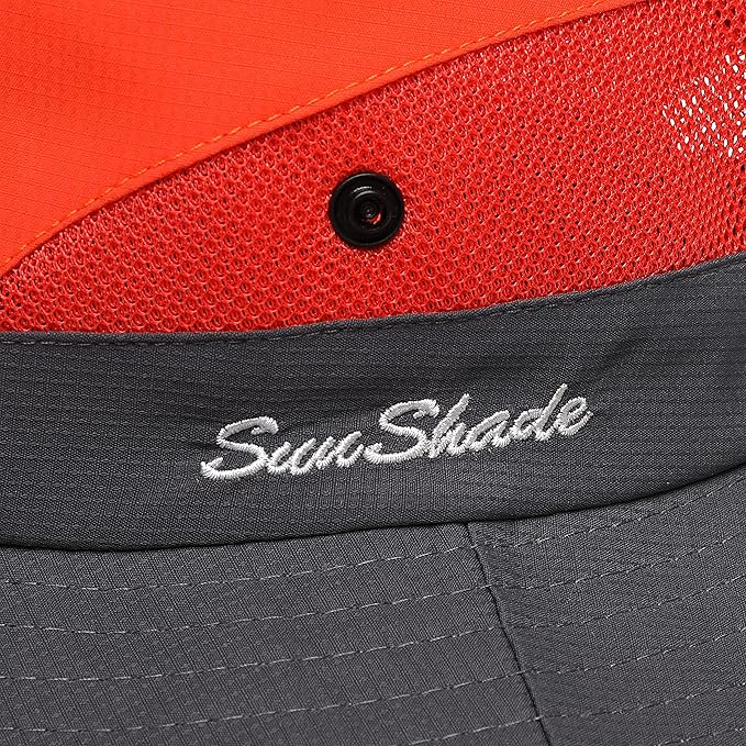 Womens Summer Sun Hat Beach Hat Wide Brim Outdoor UV Protection Hat Foldable Cool Mesh Ponytail Bucket Hat