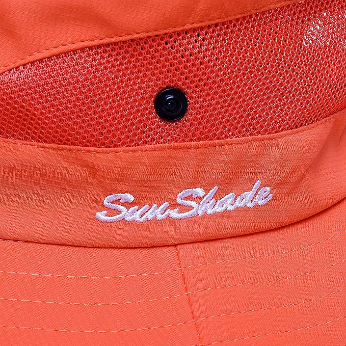 Womens Summer Sun Hat Beach Hat Wide Brim Outdoor UV Protection Hat Foldable Cool Mesh Ponytail Bucket Hat