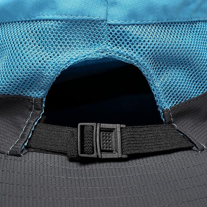 Womens Summer Sun Hat Beach Hat Wide Brim Outdoor UV Protection Hat Foldable Cool Mesh Ponytail Bucket Hat