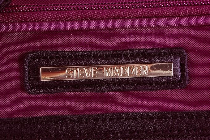 Steve Madden Designer Luggage - Checked Large 28 Inch Softside Suitcase - Expandable for Extra Packing Capacity - Lightweight Bag with Rolling Spinner Wheels (Peek-A-Boo Purple)